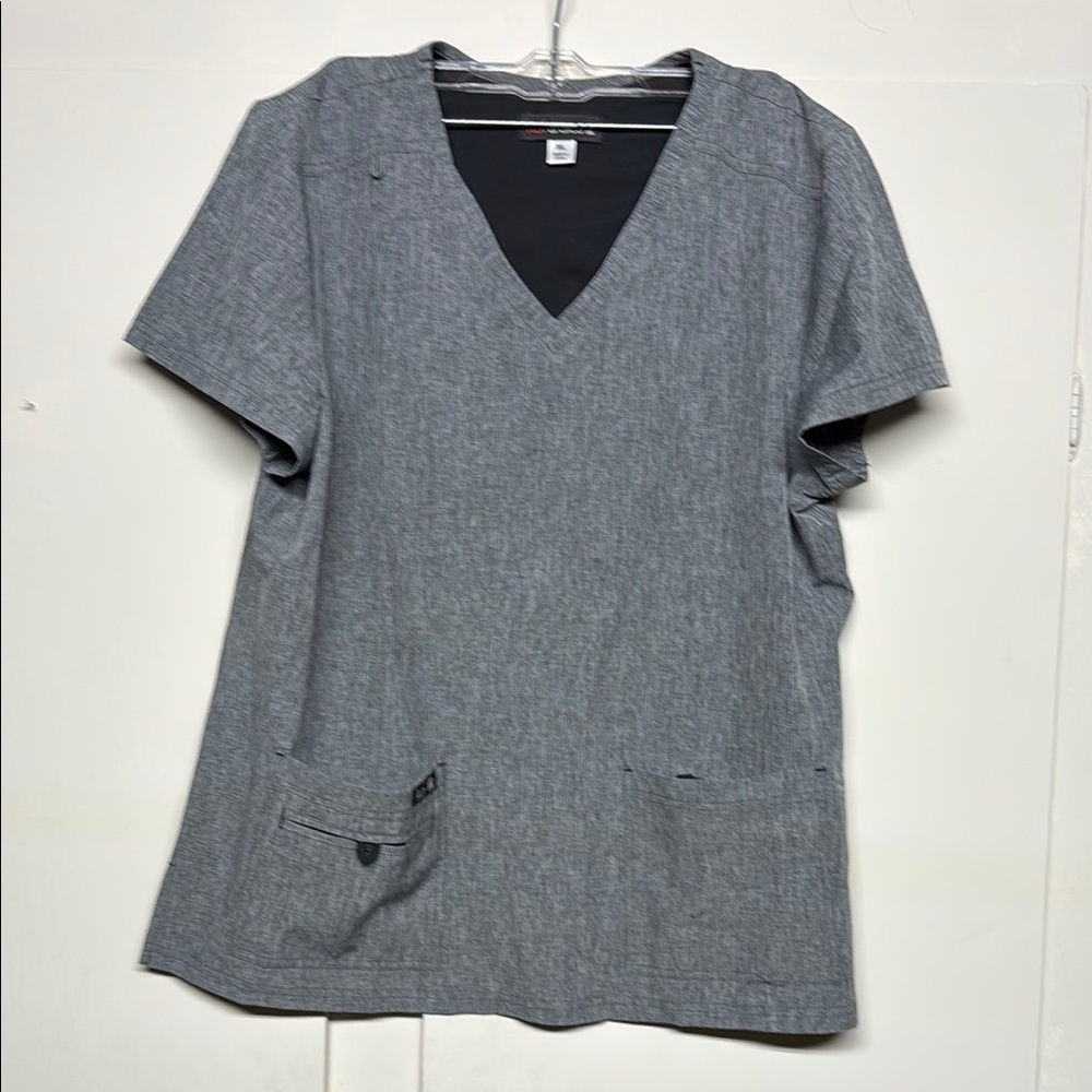 Gray V-Neck Scrub Top XL
